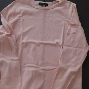 Lauren Ralph Lauren Pink Cotton LS Tee 1X